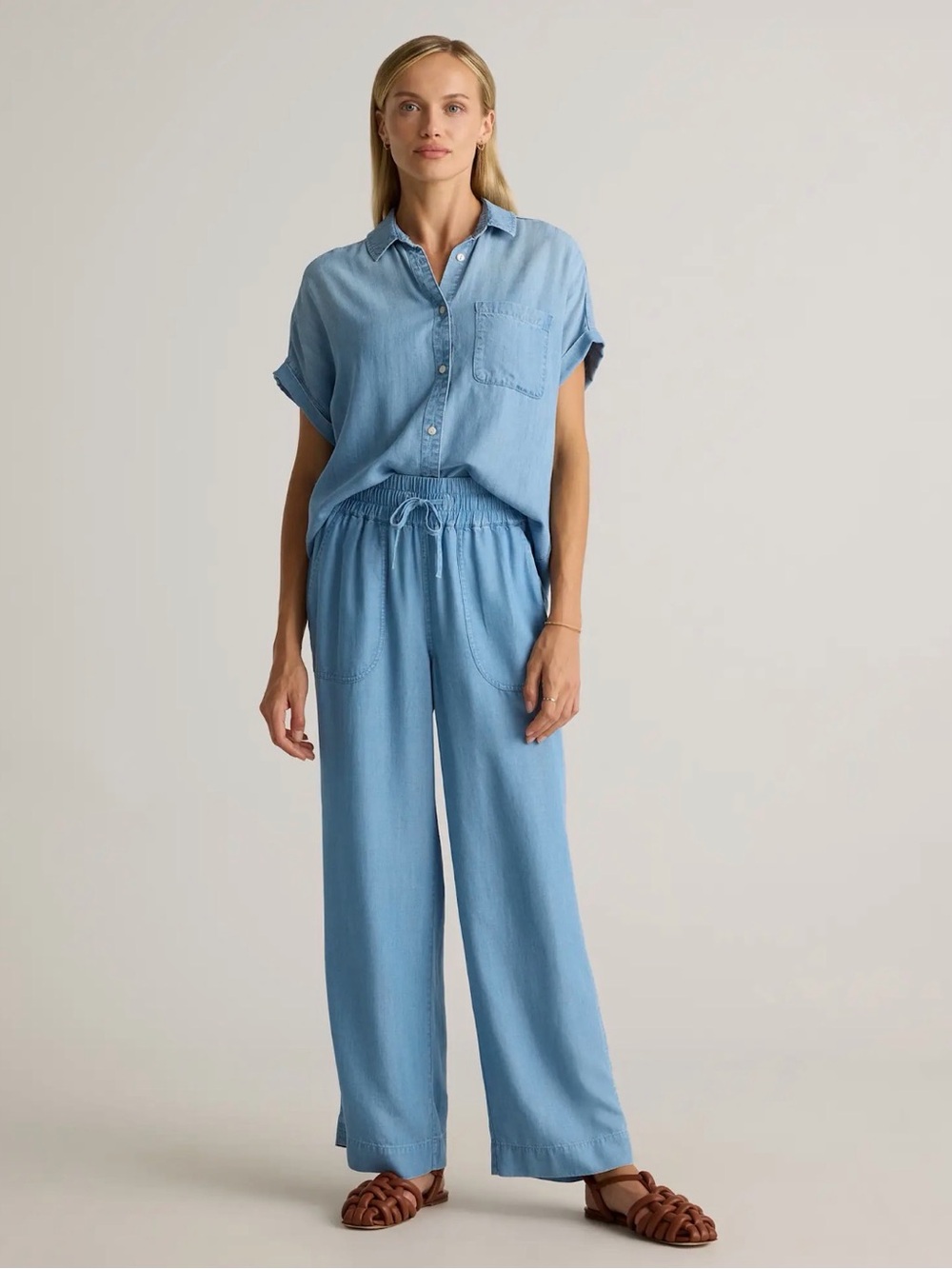 Quince Pull-On Tencel Chambray Pants - Light Denim - M